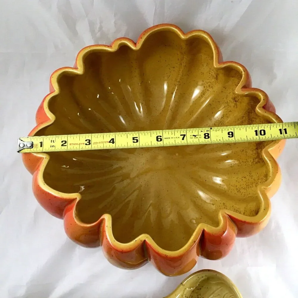 World Market Pumpkin Shaped Soup Tureen 3 piece set